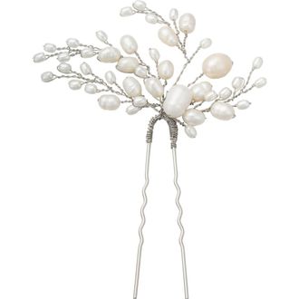 Untamed Petals Poetry Freshwater Pearl Hair Pin in Silver at Nordstrom