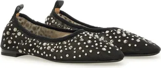 Tory Burch Crystal-Embellished Nylon Flat - Black