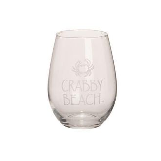 Beachcombers Glass Crabby Beach Stemless Glass in White at Nordstrom