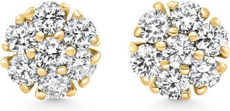 Pompeii3 3/4Ct Diamond Cluster 7-Stone Pave Studs Screwback Earrings 14k Gold Lab Grown