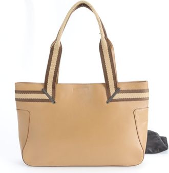 Gucci Brown Leather Handbag Tote Bag (Pre-Owned)