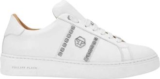 Philipp Plein Schoenen, Dames, Wit, 37 EU, Leer, Leather Lo-Top Sneakers Studs
