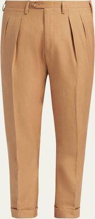 Kiton Mens Cashmere-Blend Straight Leg Pleated Trousers