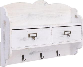 vidaXL Perchero de pared de madera blanco 50x10x34 cm vidaXL