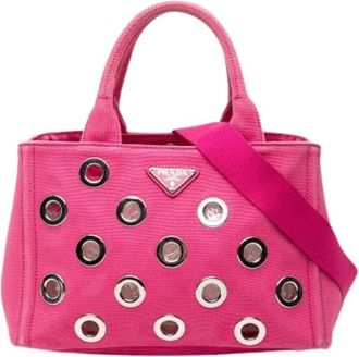 Prada Pre-owned Tote Bags, female, Pink, Size: ONE SIZE Pre-owned Canvas Satchel