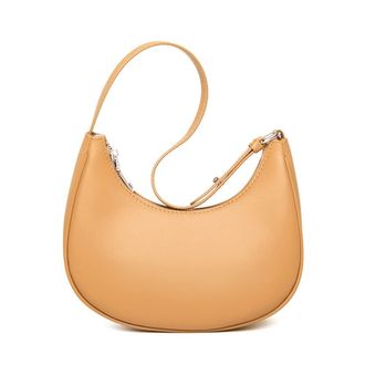 Generic Genuine Leather Shoulder Bag for Women Small Underarm Bag Elegant Handbag Fashion Ladies Purses with Zipper (Khaki)