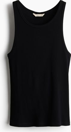 H&M Geripptes Tanktop aus Seidenmix - Schwarz