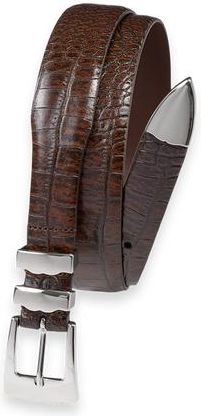 Paul Fredrick Crocodile Embossed With Metal Keeper & Tip Belt in Cognac at Nordstrom, Size 32