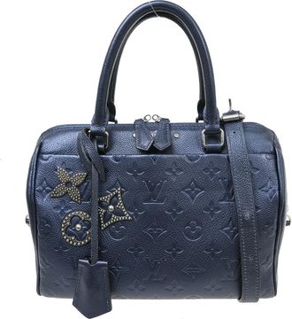 Louis Vuitton Speedy Bandouliere Nm Bag Pins Monogram Empreinte Leather Blue Leather Handbag (Pre-Owned)