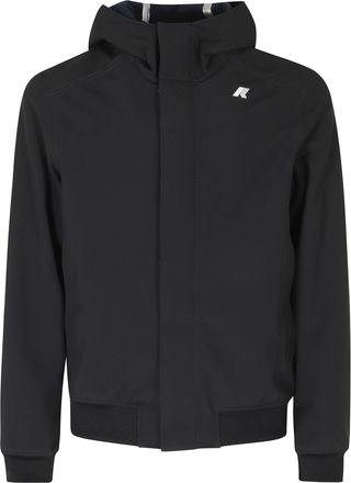 K-Way Black High-Collar Bonded Jacket With Concealed Zip And Elasticized Details