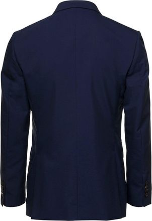 Reveres 1949 Mens Double-Breasted Blue Wool Cotton Blend Blazer Virgin Blazers Jacket