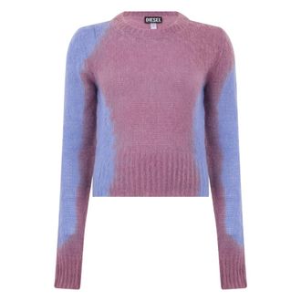 Diesel Round-neck Knitwear, female, Pink, Size: XS Modern and Casual Sweater