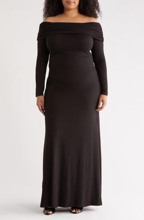 Renee C Off the Shoulder Long Sleeve Maxi Dress in Black at Nordstrom Rack, Size 1 X