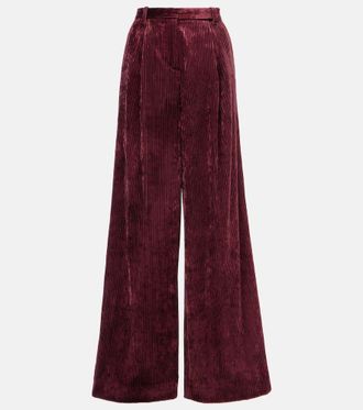 パンツ ETRO Red Pants with Elastic Waistband in Velvet Woman Etro Etro Red Pants With Elastic Waistband In Velvet Woman