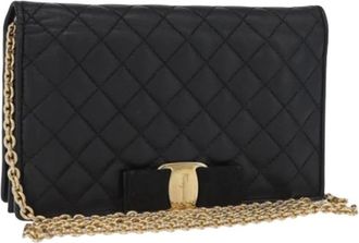 Ferragamo Pre-owned Clutches, female, Black, Size: ONE SIZE Pre-owned Leather Shoulder Bag