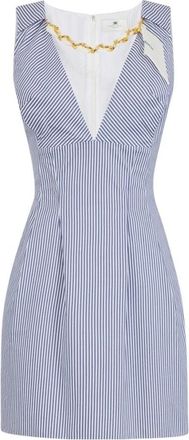 Elisabetta Franchi Mini Jurk met Sjaal met Juwelen Foulard - Dames - Korte kleedjes - Blauw - S - Katoen - Kleedjes