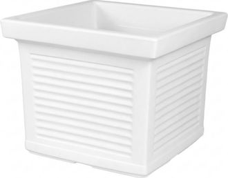 Monacis Jarr&oacute;n Cuadrado Decorativo Cl&aacute;sico Tradicional De 48x48 Cm Y 38 Cm De Alto, Fabricado En Pol&iacute;mero Blanco Resistente Para Plantas De Jard&iacute;n Y Terraza