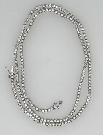 Diana M. Jewels 14KT WHITE GOLD CLASSIC TENNIS NECKLACES 2.15CTS, 4 PRONG, 210ST, 17