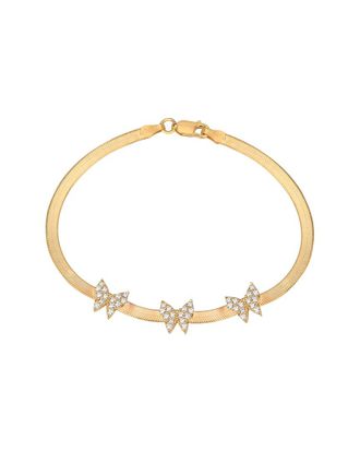 Gabi Rielle Love is Declared 14K Over Silver Crystal Herringbone Butterfly Bracelet