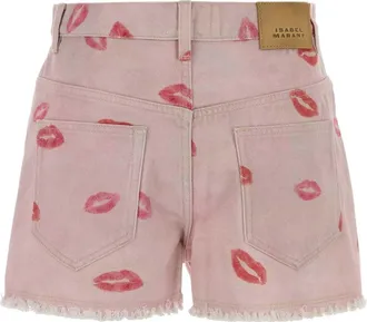 Isabel Marant Womens Lesia Denim Shorts Pink Cotton