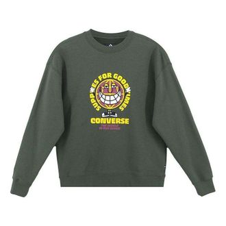Converse GOOD TIMES Graphic Pullover Crew Sweatshirt Olive Green 10022318-A02