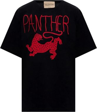 Valentino T-Shirts, female, Black, Size: XS Printed Cotton T-Shirt