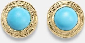 Octavia Elizabeth Coral Beach 18kt gold earrings with turquoises