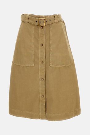 Moncler Gonna Midi In Cotone Con Cintura