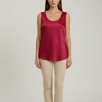 424 Basler Magenta Satin Sleeveless Top