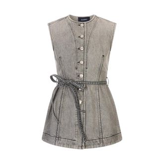 Sportmax Dames, Tops, Grijs, Maat: S Denim
