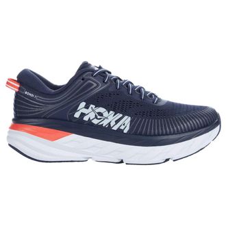 Hoka One One Hoka Bondi 7 Textile Synthetic Womens Lace Up Trainers - Black Irish Ballad Blue - Size:UK 5.5
