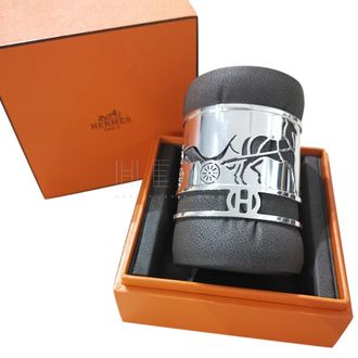 Herm&egrave;s large Caleche silver cuff Size S