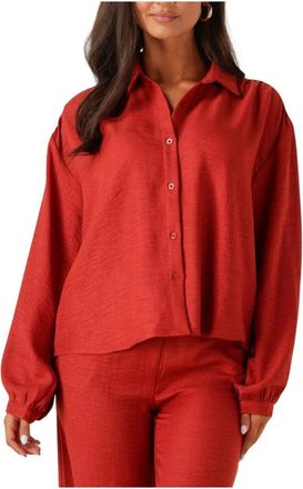 Ydence Ydence, Overhemden, Dames, Rood, L, Linnen, Rode Fenna Blouse voor Zonnige Dagen