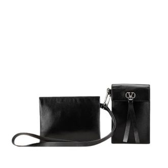 Valentino Pre-owned Leren Schoudertas - Dames - Pre-owned - Zwart - Maat: ONE Size Leer