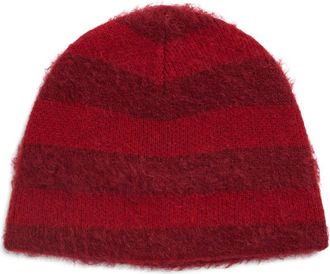 Stockholm Surfboard Club Gas Stripe Mohair & Wool Blend Beanie in Red Stripe at Nordstrom