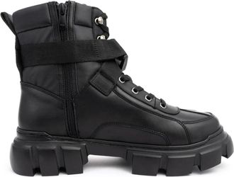 Sergio Moretti Zwarte leren enkellaarsjes - Dames - Veterlaarzen - Zwart - 38 EU - Leer - Schoenen
