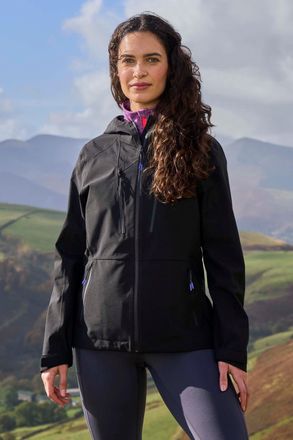 Mountain Warehouse Rainstorm Womens Waterproof Jacket with Pockets Everyday Rain Coat Black