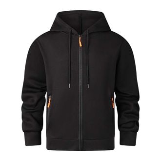 Generic Men Full Zipper Hoodie Jacket Long Sleeve Casual Full Zip Sweatshirt Hoody Sport Hooded Sweatshirts Comfortable Holiday Clothing Jumper With Pockets (