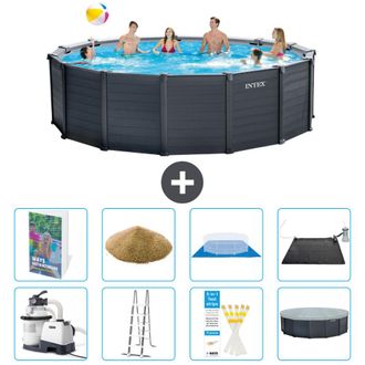 Intex Piscina Graphite Panel Redonda - 478x124 Cm - 9-piezas S591