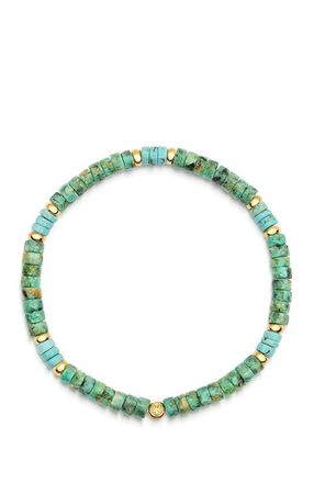 Nialaya Heishi Beaded Wristband in Turquoise /Gold at Nordstrom, Size 6.75