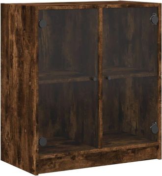 vidaXL Armario auxiliar puertas de vidrio roble ahumado 68x37x75,5 cm Vidaxl