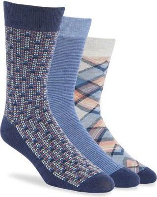 Original Penguin Smithson Plaid Assorted 3-Pack Crew Socks in Light Grey at Nordstrom Rack