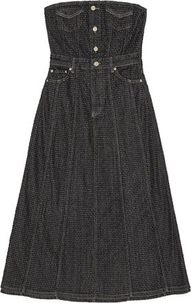 Ganni Abito Fluffy midi denim - Nero