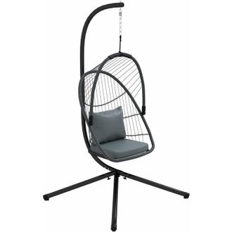 OUTSUNNY pe Hanging Swing Chair w/ Cushion, Patio Hanging Chair, Grey