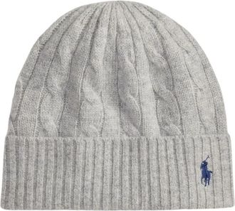 Ralph Lauren Ribbed Cuff Cable Knit Beanie - Dames - Hoeden - Grijs - ONE Size - Accessoires