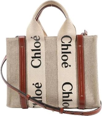 Chlo&eacute; Pre-owned Tote Bags, female, Beige, Size: ONE SIZE Pre-owned Woody Small 2Way Handbag