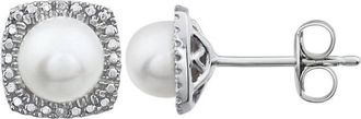 Pompeii3 Sterling Silver Freshwater Cultured Pearl &.015 CTW Diamond Earrings Size: 7