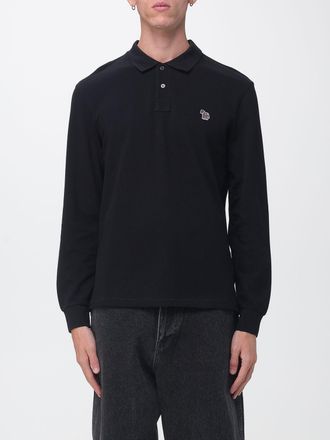 Paul Smith Long-Sleeved Polo Shirt in Organic Cotton Piqu&eacute; with Logo