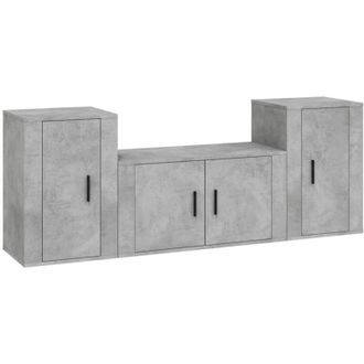 vidaXL Vidaxl - Set De Muebles De Tv 3 Pzas Madera Contrachapada Gris Hormig&oacute;n