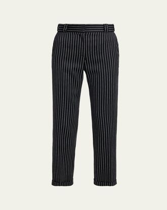 Tom Ford Pinstripe Straight-Leg Ankle Trousers